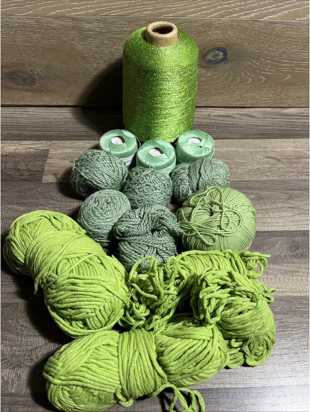 Green Yarn And Thread Lot